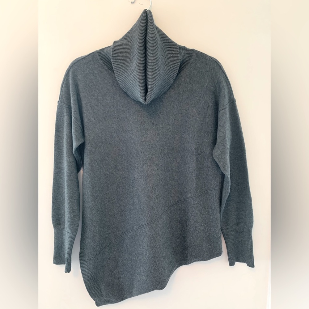 Cowl neck asymmetrical hem tunic sweater